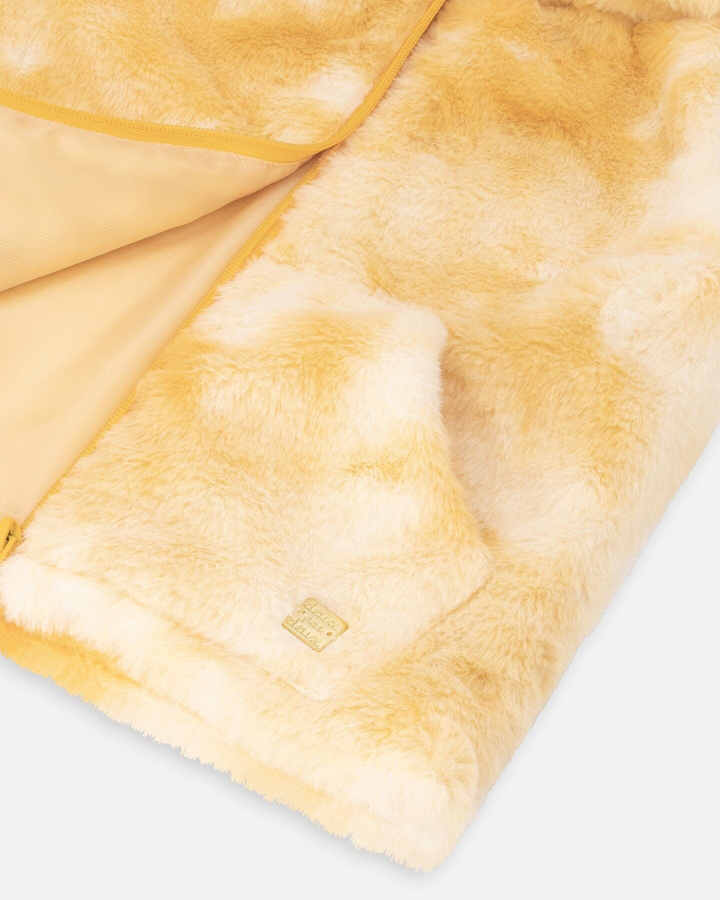 Hooded Faux Fur Vest Yellow Tie Dye - F20H30_250