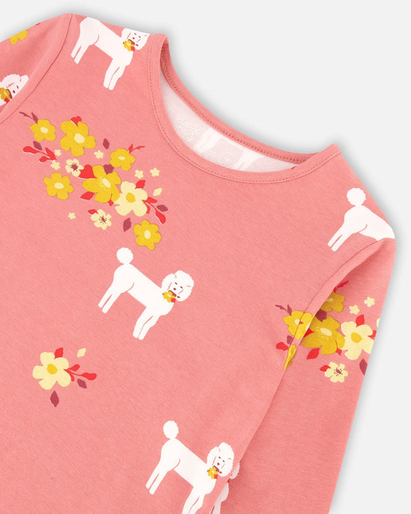 Long Sleeve T-Shirt Pink Poodle Print - F20H71_030