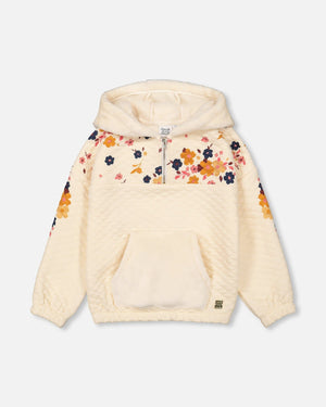 Quilted Fleece Hooded Top With Pocket Off White - F20H72_101