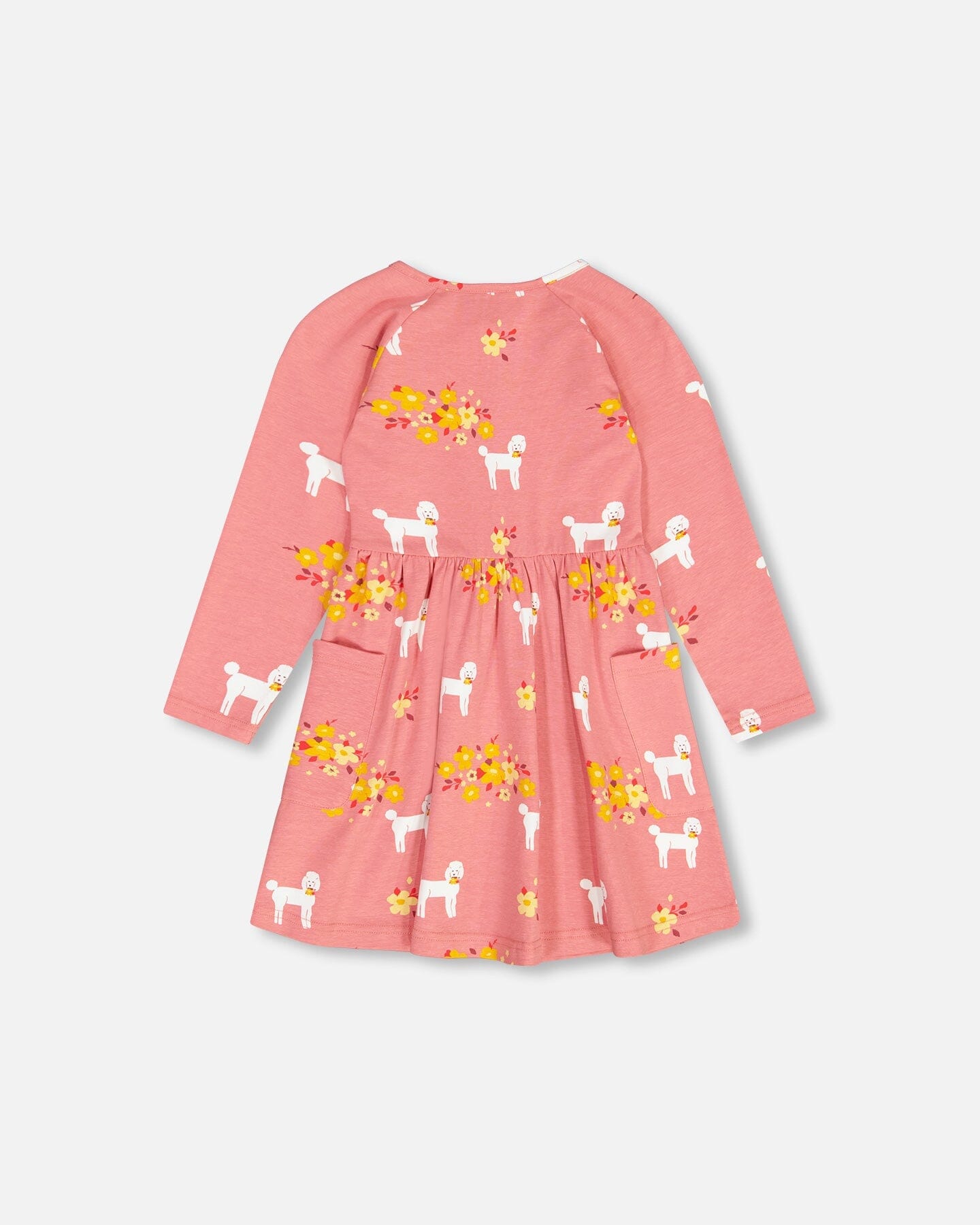 Organic Jersey Dress With Pockets Pink Poodle Print - F20H89_030