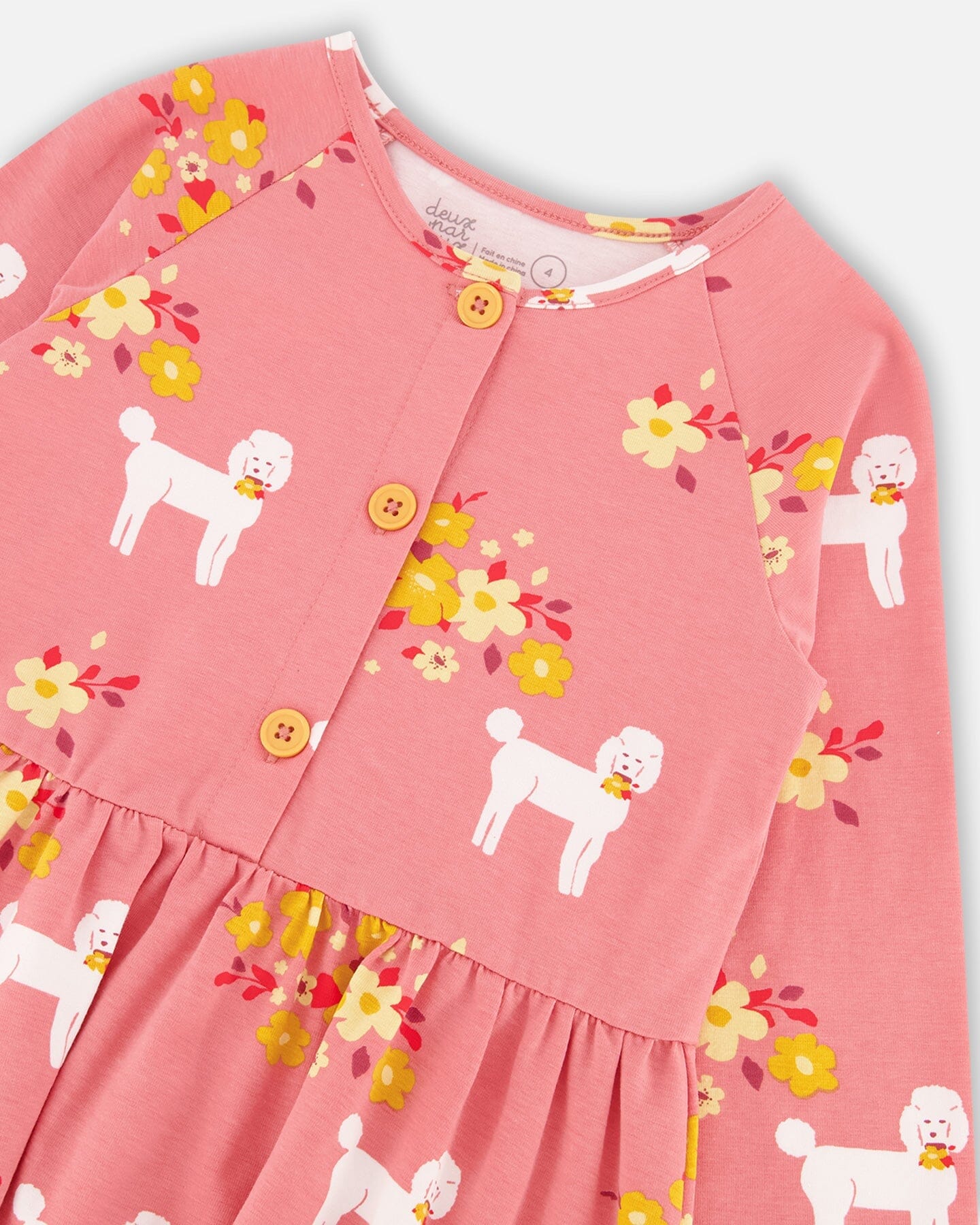 Organic Jersey Dress With Pockets Pink Poodle Print - F20H89_030