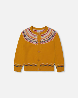 Icelandic Knitted Cardigan Yellow Ochre - F20HT31_000