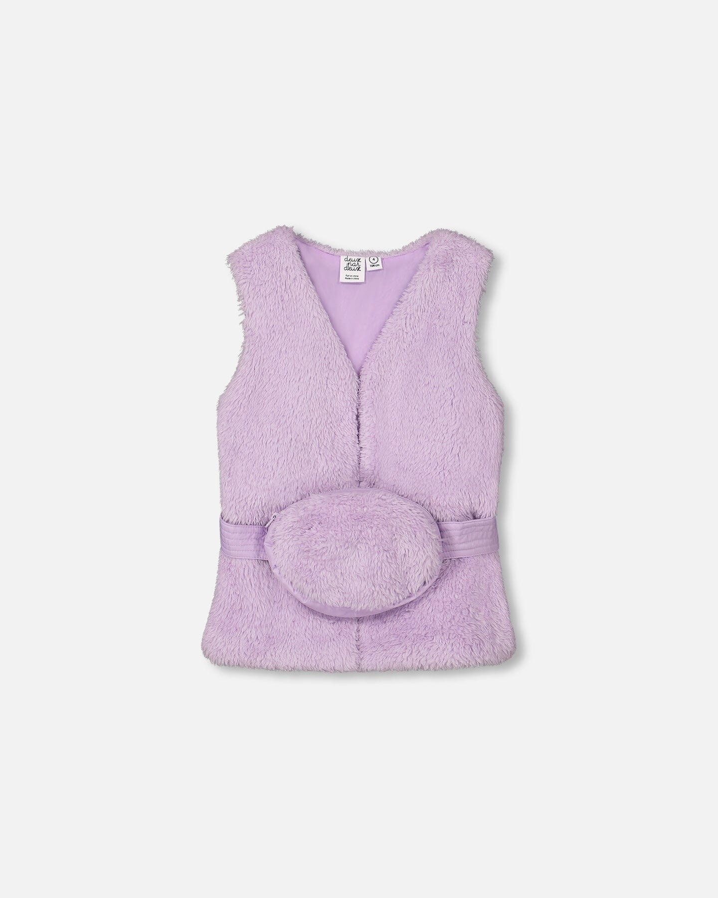Faux Fur Vest With Belt Lavender - F20I31_562