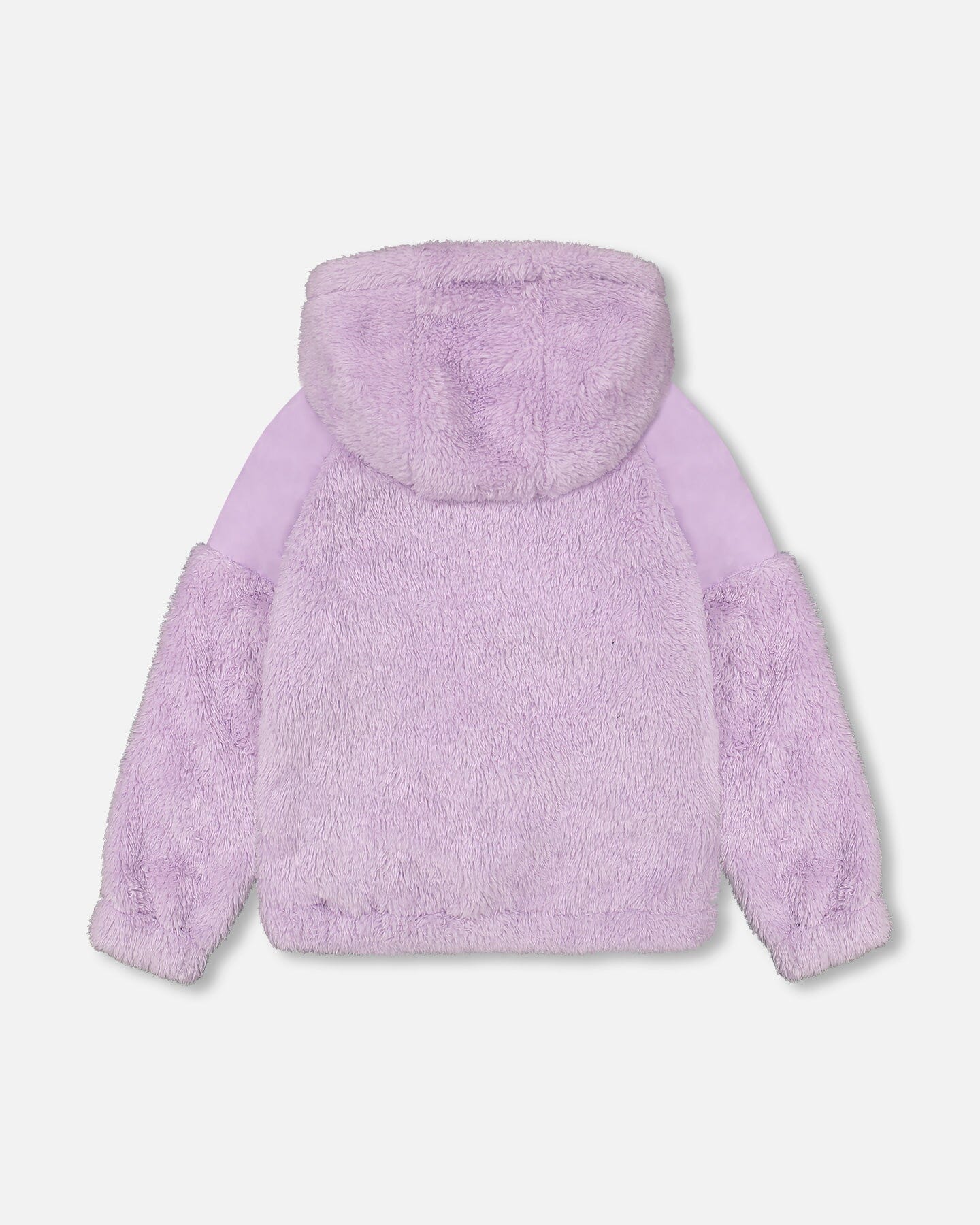 Faux Fur Hooded Kangaroo Pocket Top Lavender - F20I72_562