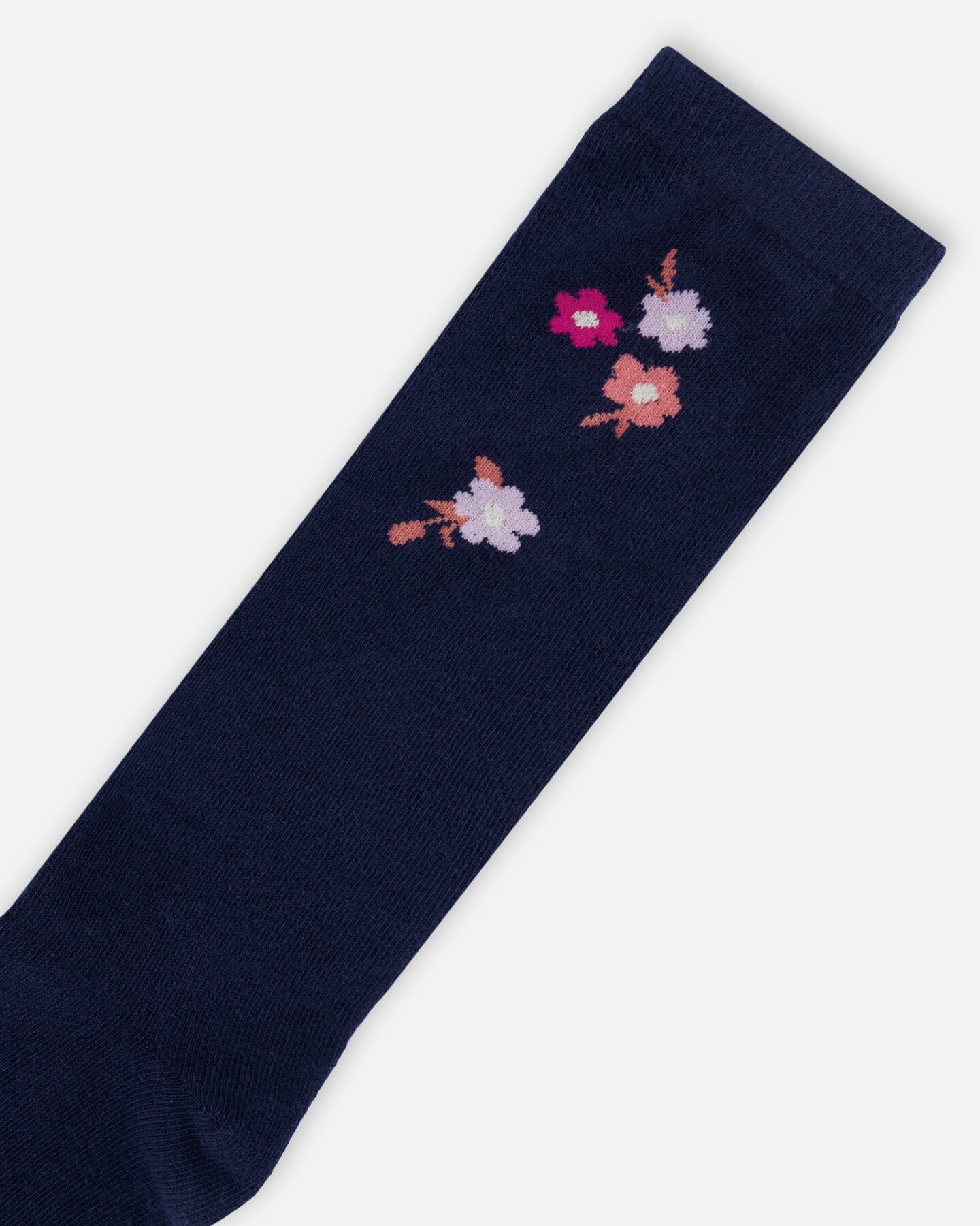 High Socks Dark Navy With Flowers - F20IS_000