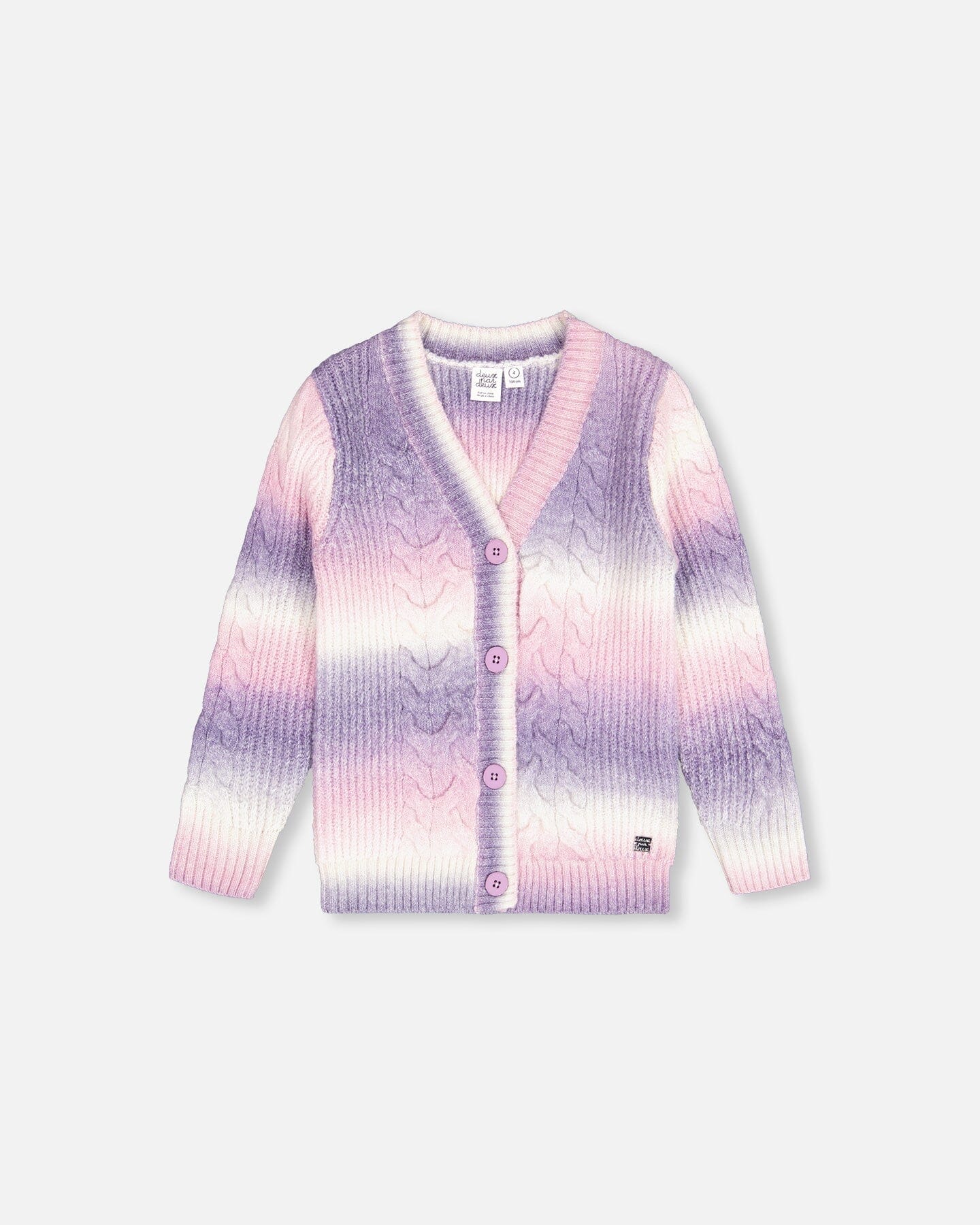 Lavender Gradient Knitted Cable Long Cardigan - F20IT32_000