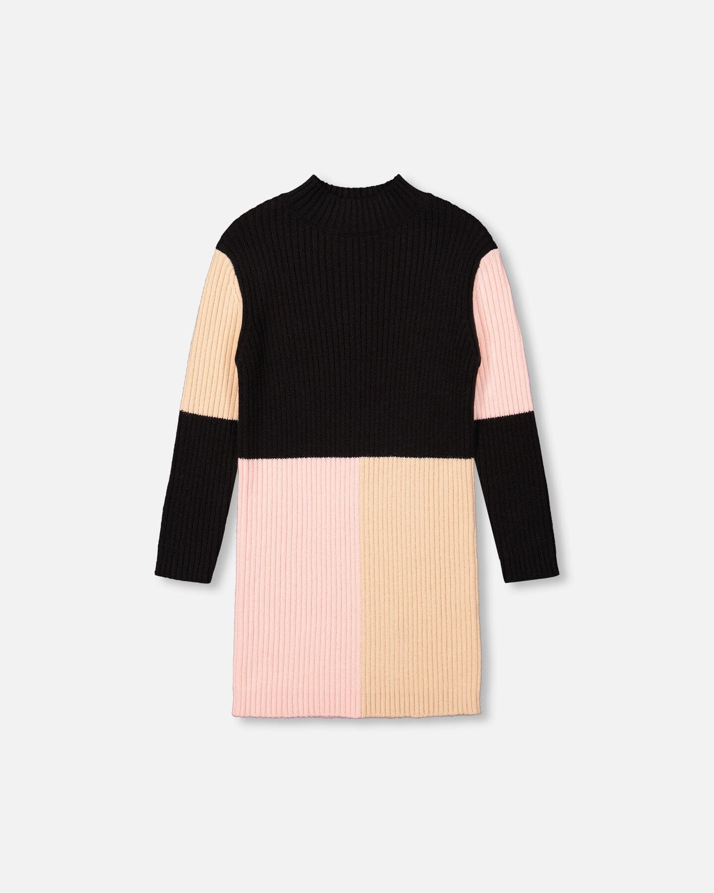 Color Block Knitted Sweater Dress Pink, Beige And Black - F20JT93_000
