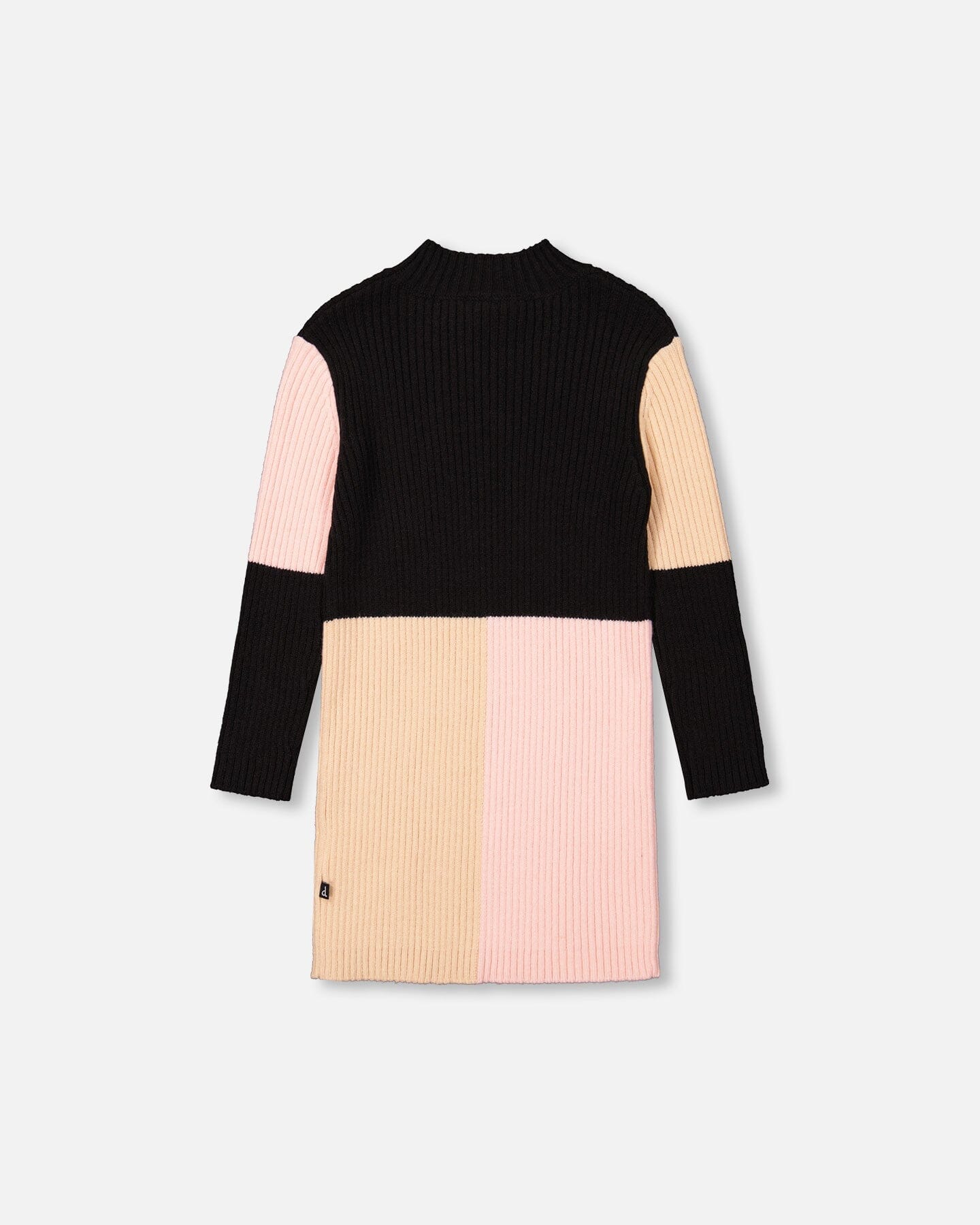 Color Block Knitted Sweater Dress Pink, Beige And Black - F20JT93_000