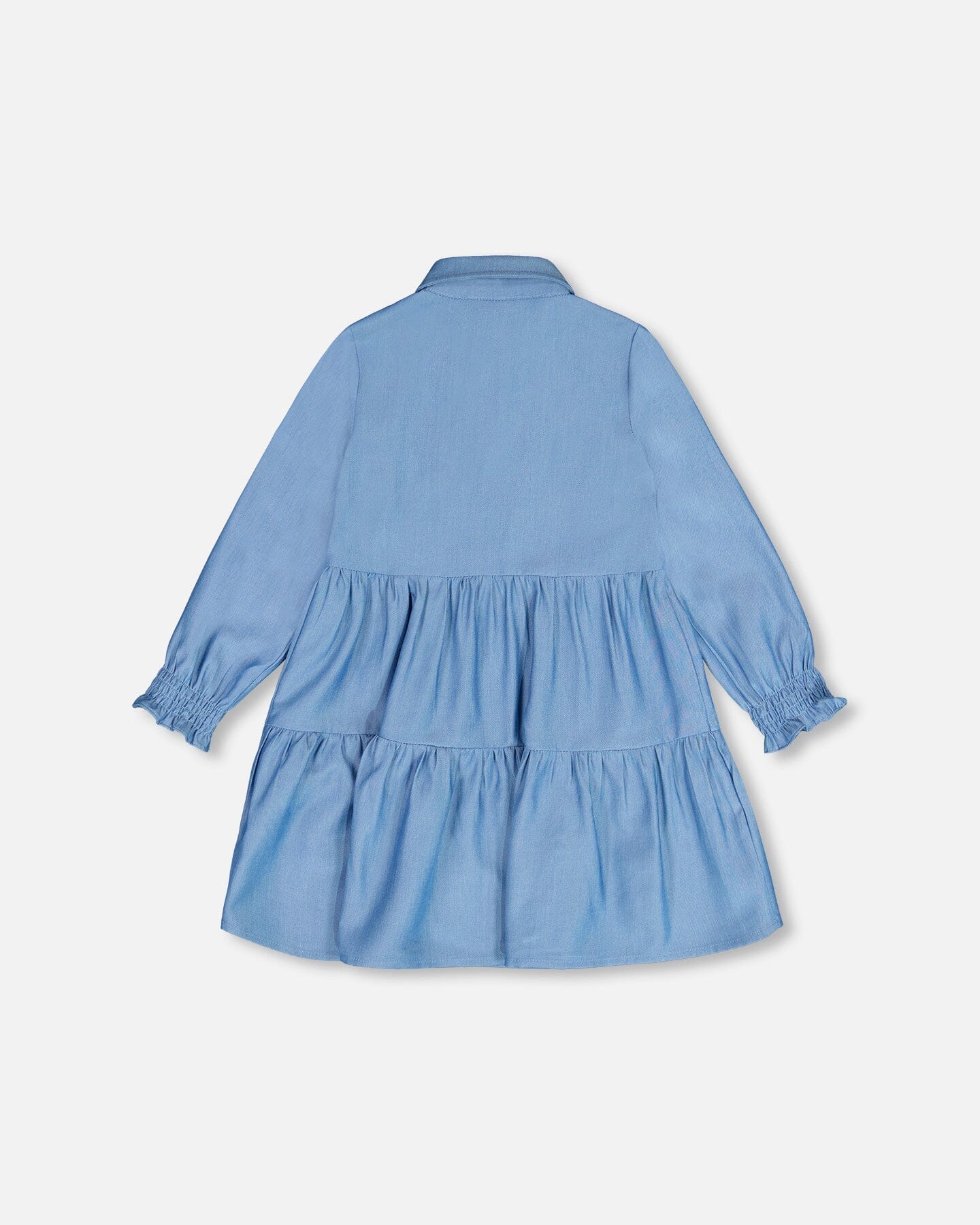 Long Sleeve Chambray Peasant Dress Blue Denim - F20K92_123