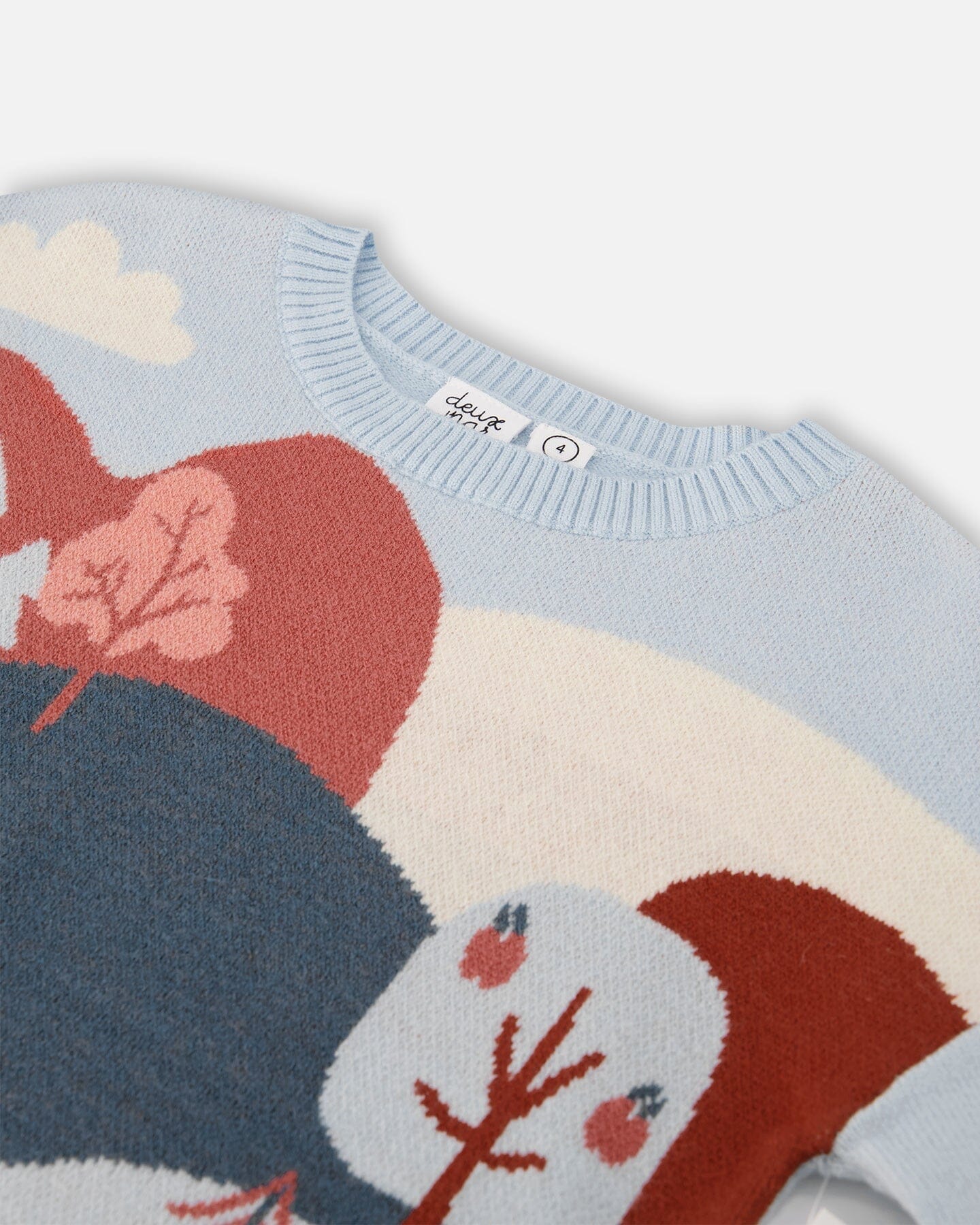 Jacquard Sweater Blue Sky With Forest Fawn Pattern - F20KT31_339