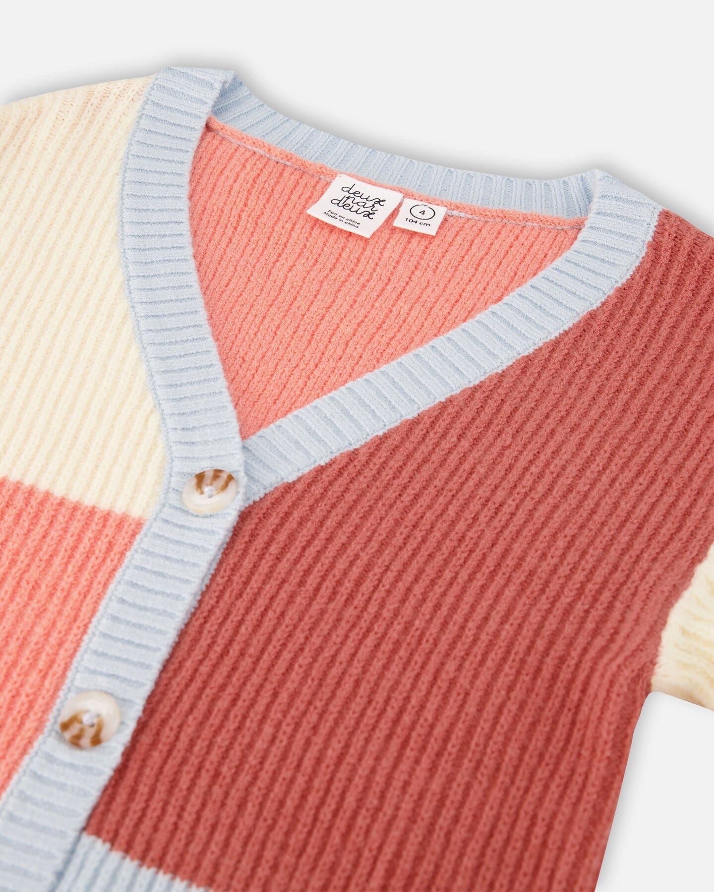 Color Block Knitted Cardigan Salmon Pink, Sky, Terra Cotta - F20KT32_000