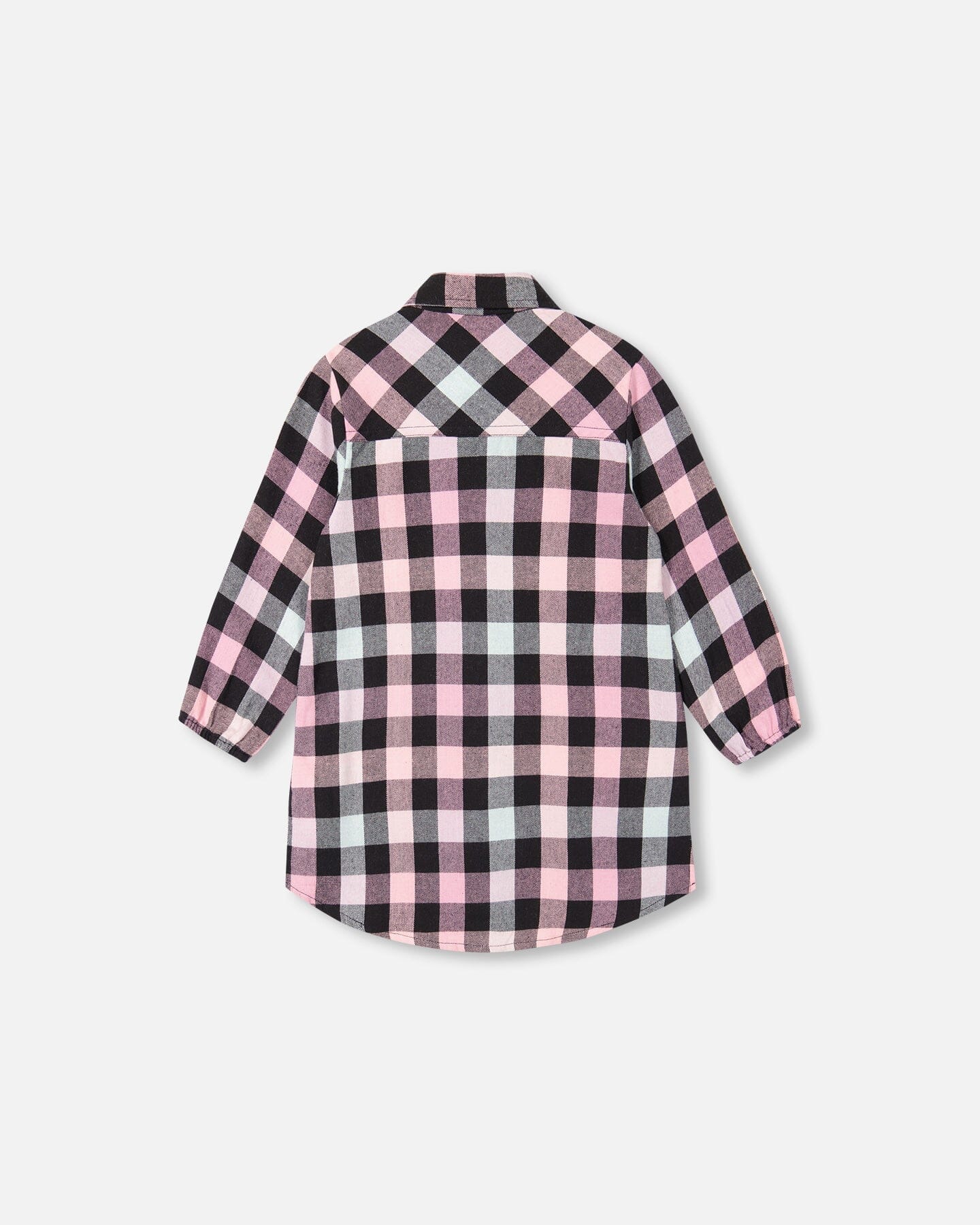 Long Flannel Shirt Flash Pink Plaid - F20L76_062