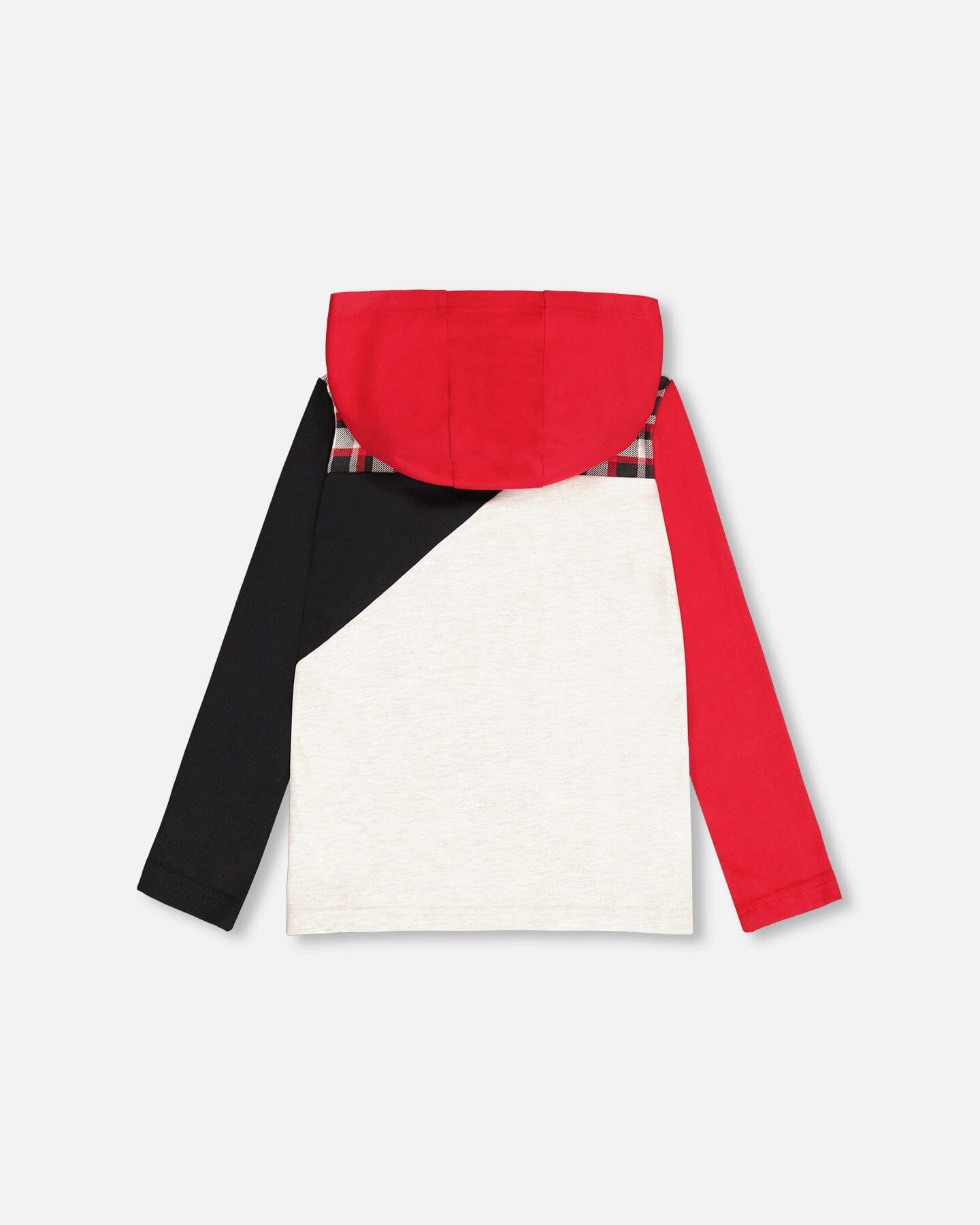 Jersey Hooded T-Shirt Oatmeal Mix, Black And Red Color Block - F20NB71_749