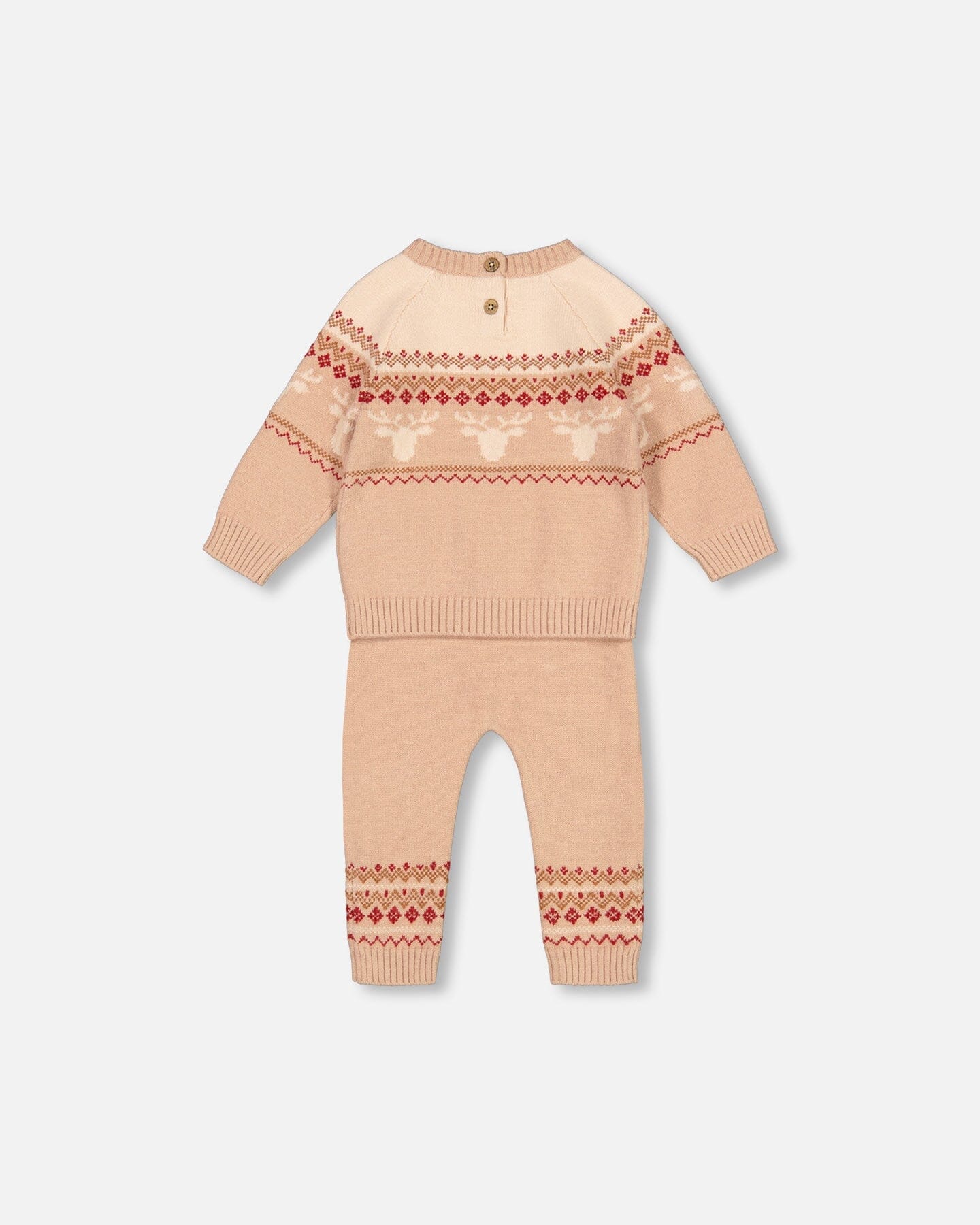 Jacquard Knitted Sweater And Pants Set Beige - F20NBT11_147