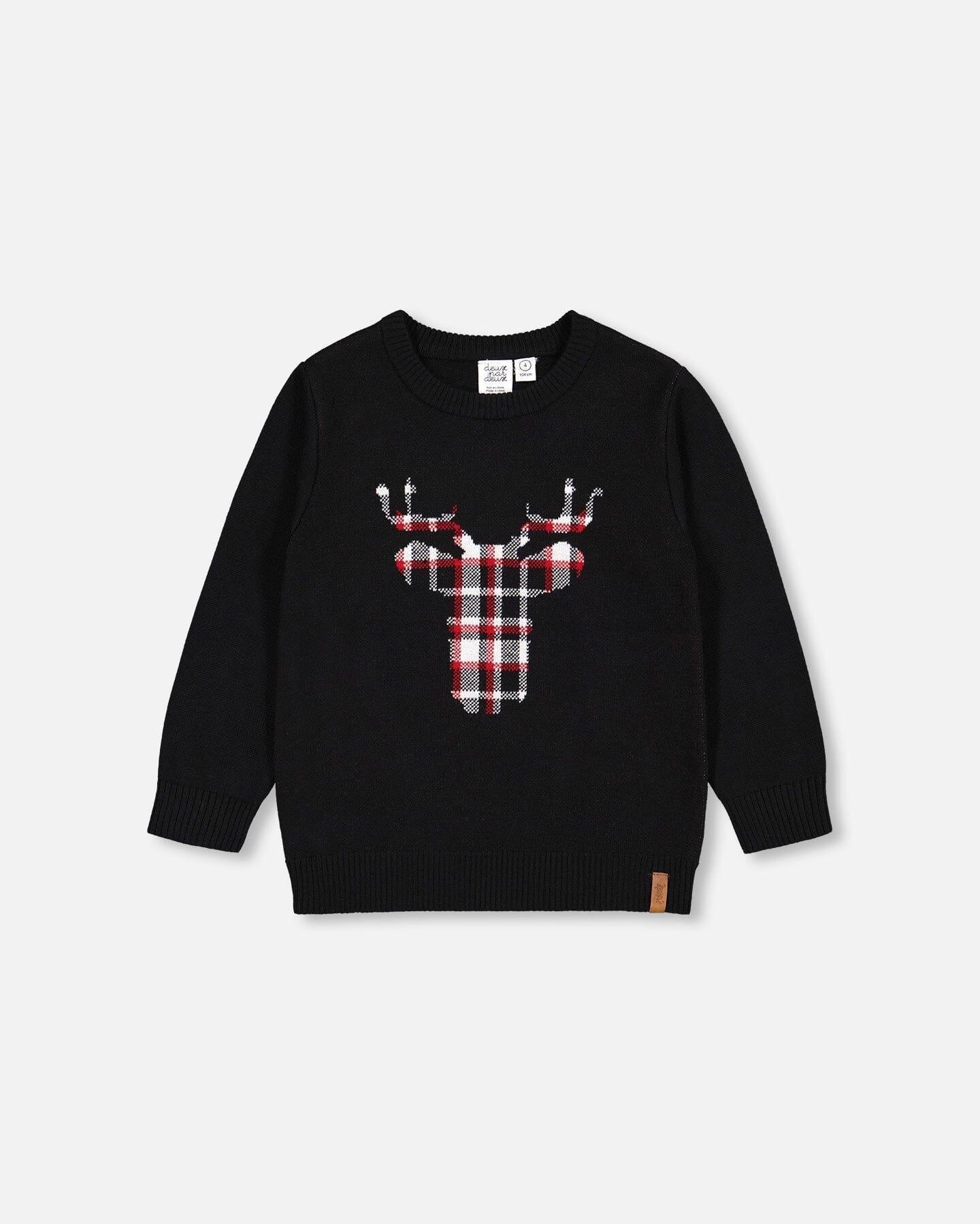 Plaid Deer Knitted Sweater Black - F20NBT75_999
