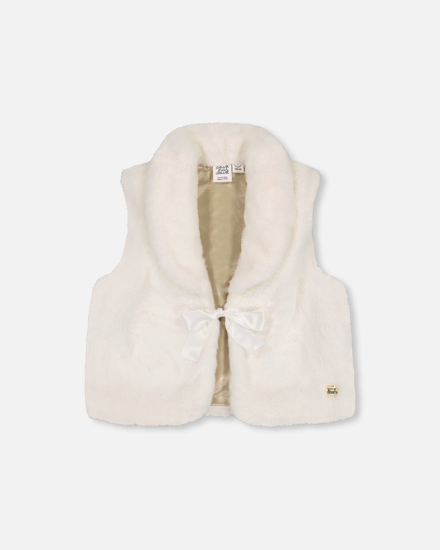 Faux Fur Vest With Shawl Collar Off White - F20NG31_101