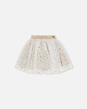 Glittering Tulle Skirt Off White - F20NG80_101