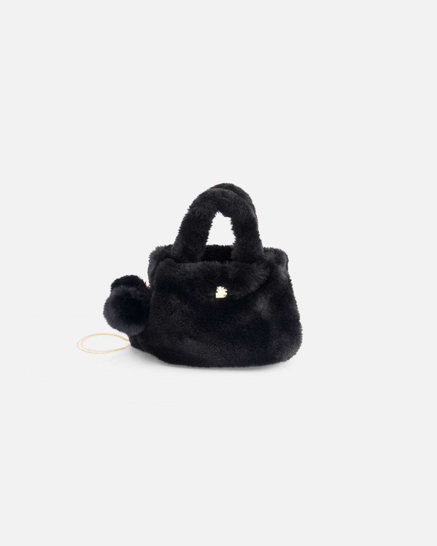 Faux Fur Pompom Bag Black Accessories Deux par Deux 