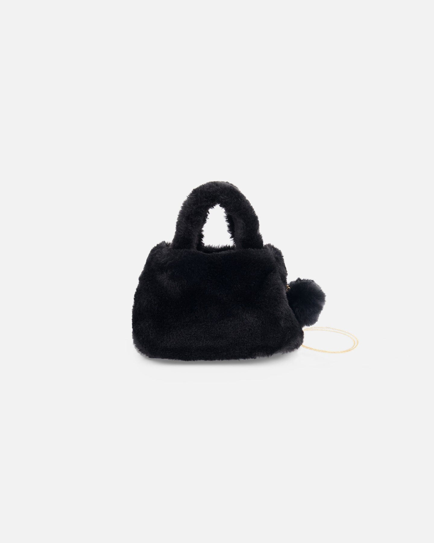 Faux Fur Pompom Bag Black Accessories Deux par Deux 