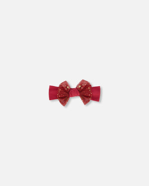 Headband With Glittering Tulle Bow Burgundy - F20NGHB_775