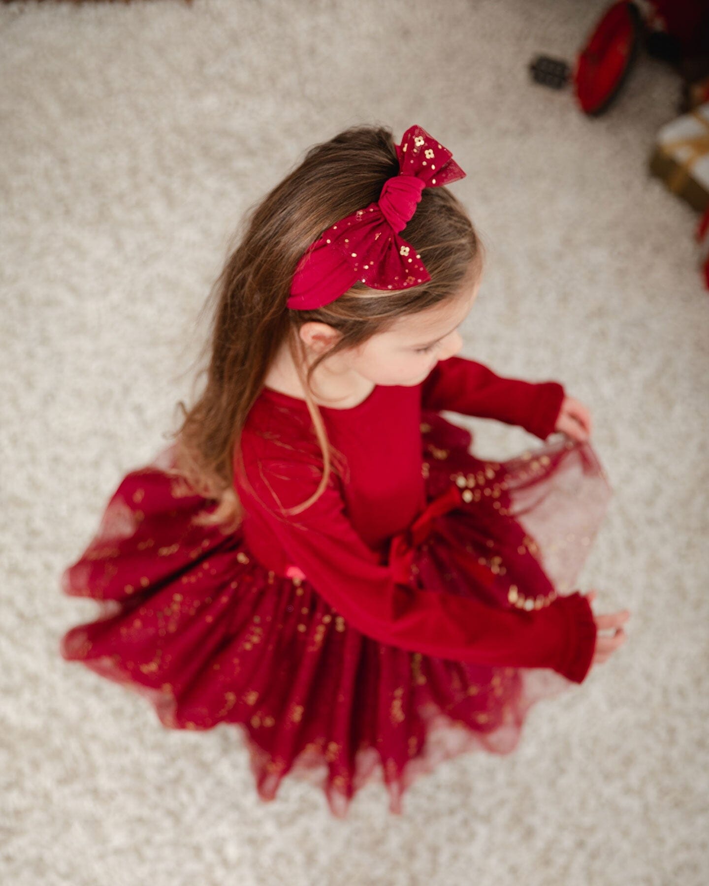 Headband With Glittering Tulle Bow Burgundy - F20NGHB_775