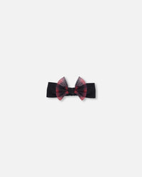 Headband With Tulle Bow Black Buffalo Plaid - F20NGHB_999