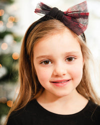 Headband With Tulle Bow Black Buffalo Plaid - F20NGHB_999