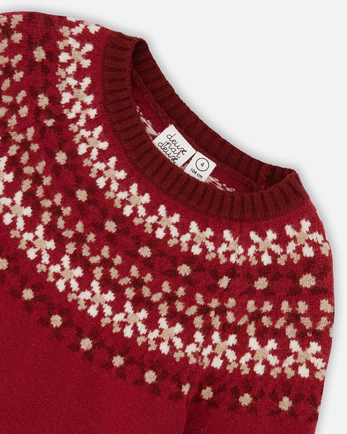 Intarsia Sweater With Long Puff Sleeves Burgundy - F20NGT71_775