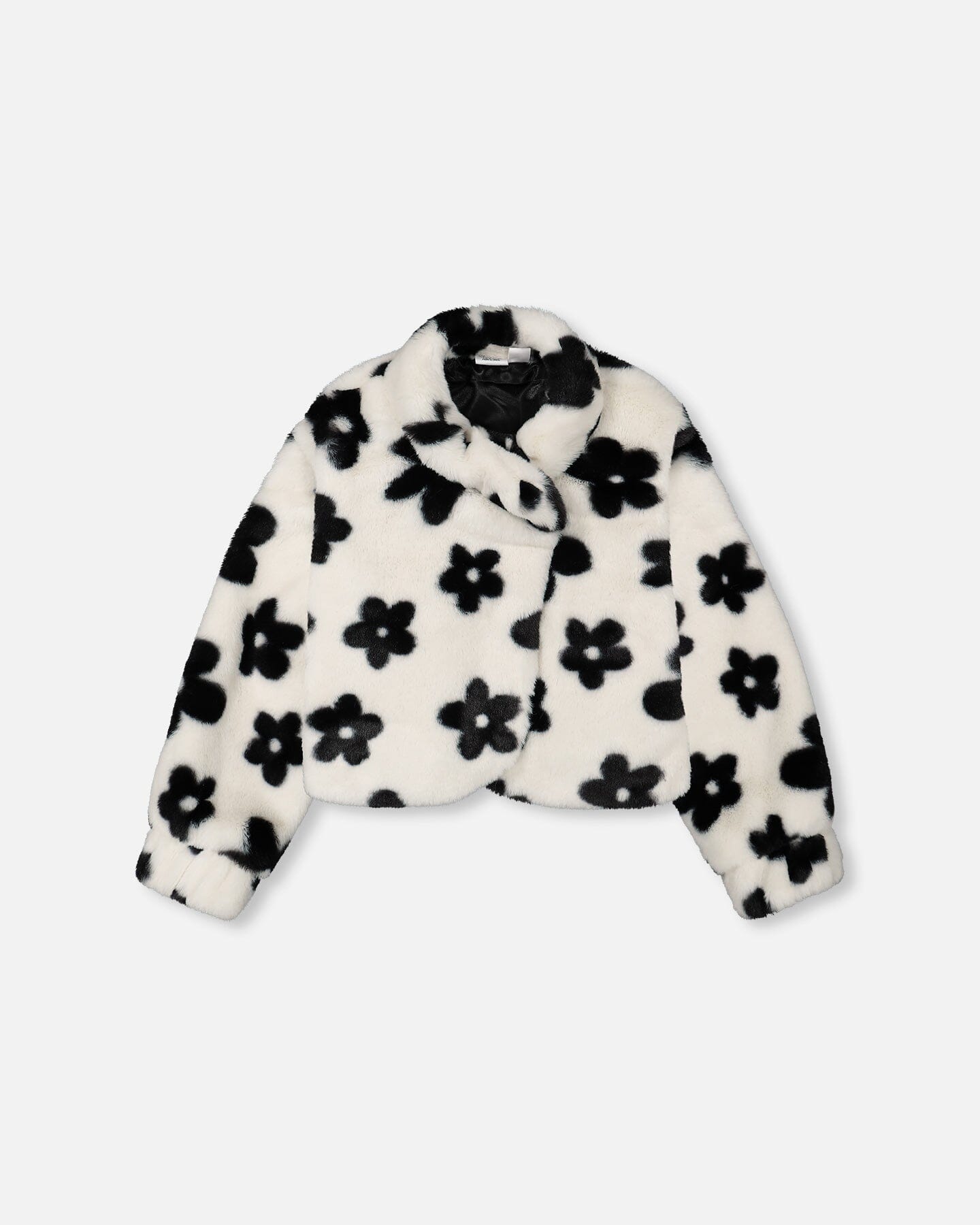 Faux Fur Jacket Off White With Black Flower Pattern - F20O50_000