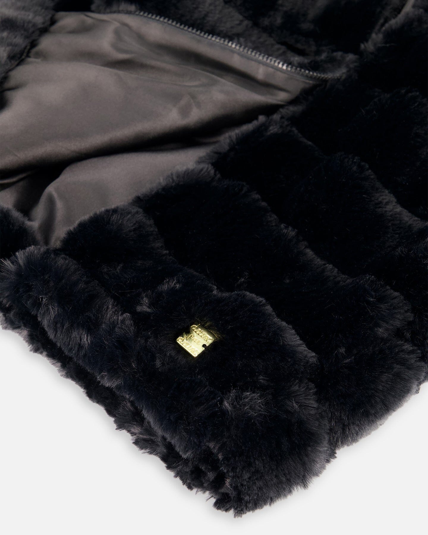 Hooded Faux Fur Zip Jacket Black - F20O51_999