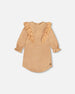 Light Velvet Dress With Chiffon Frills Sparkling Gold - F20O96_164