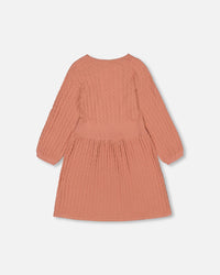 3/4 Sleeve Knitted Dress Cinnamon Pink - F20OT90_621