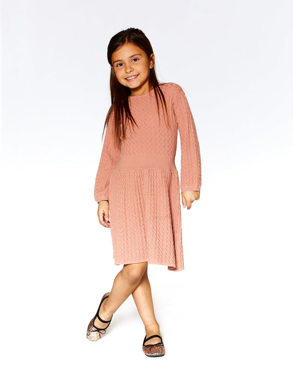 3/4 Sleeve Knitted Dress Cinnamon Pink Dresses Deux par Deux 