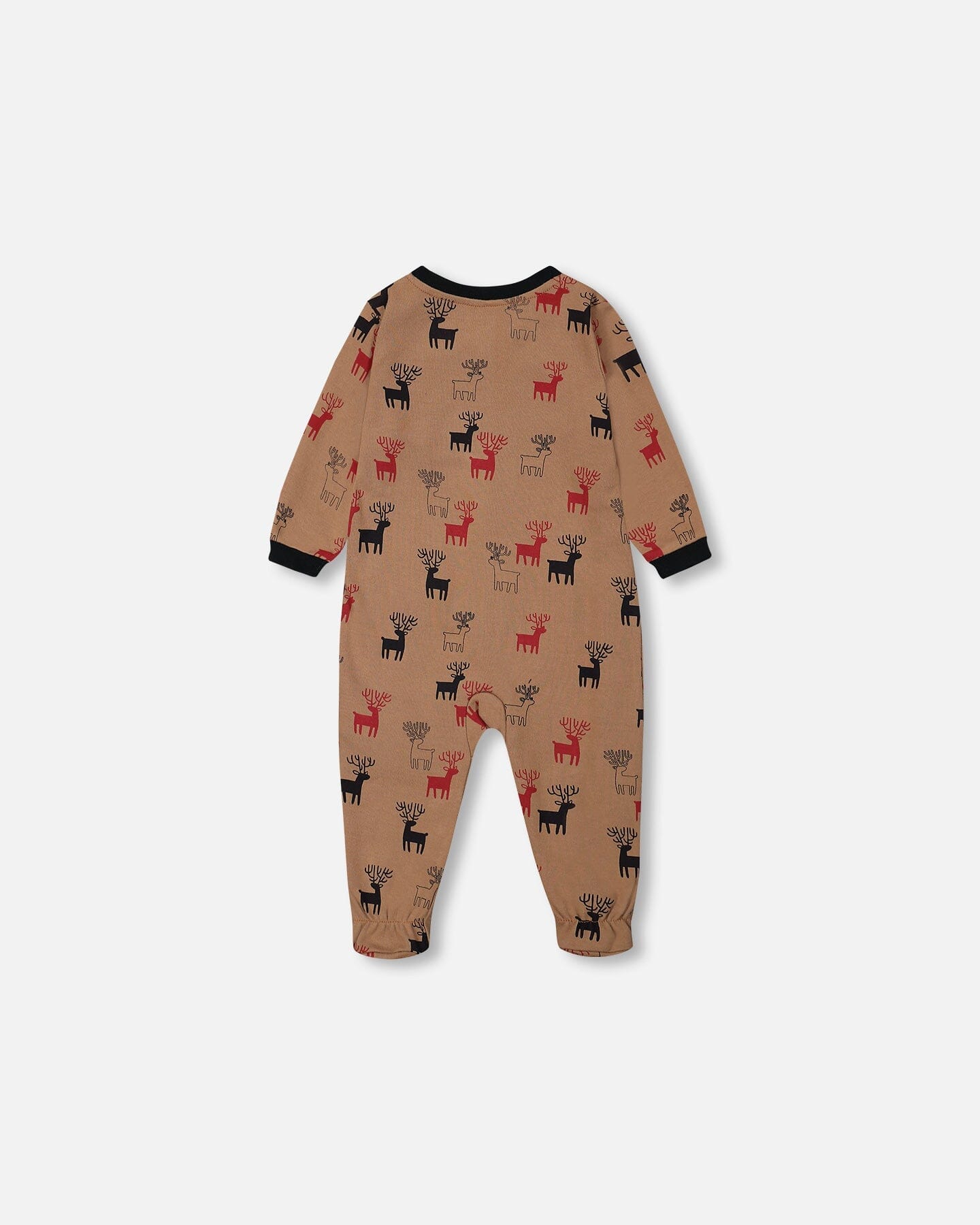 Organic Cotton One Piece Printed Reindeers Pajama Nutmeg - F20PA70_053