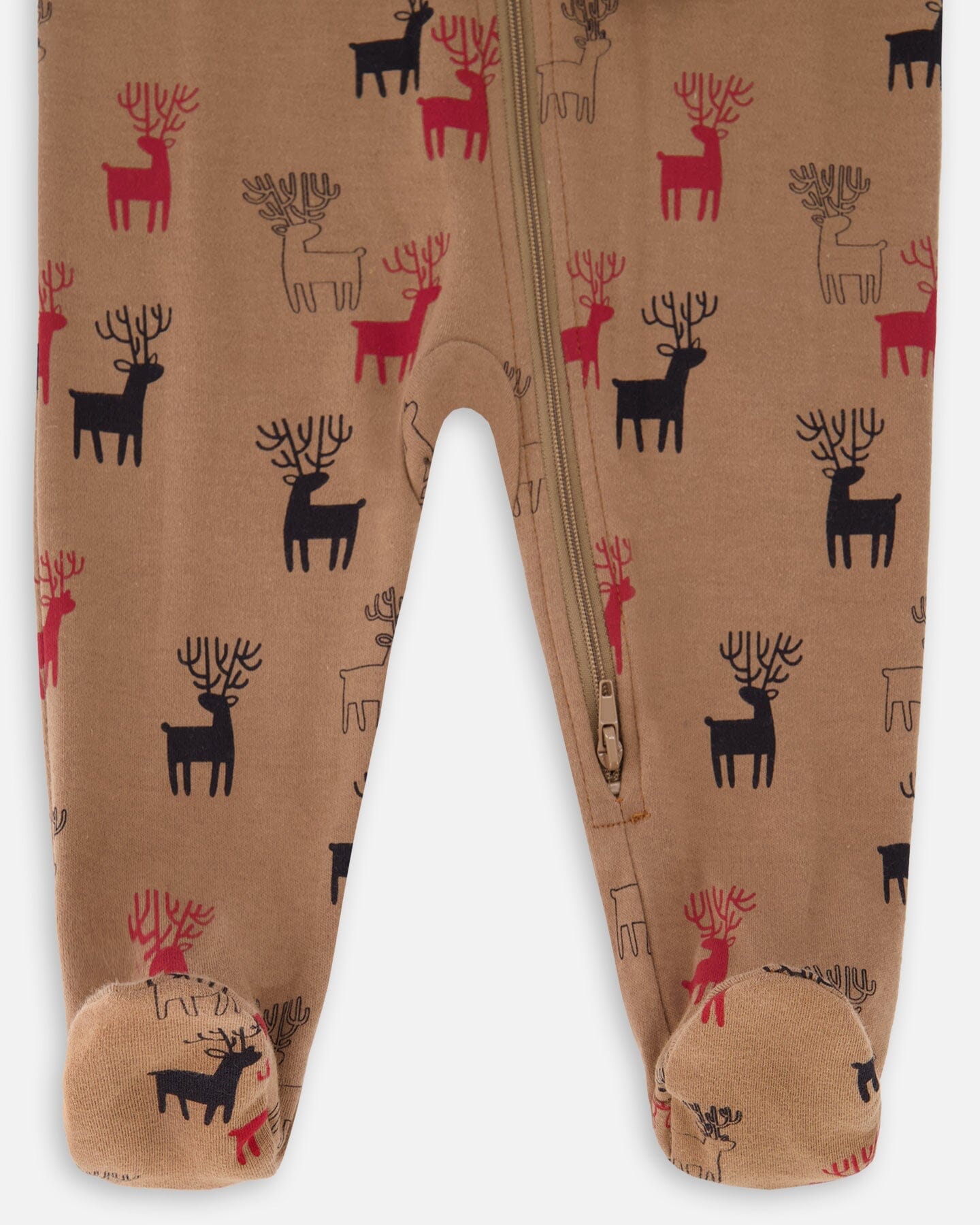 Organic Cotton One Piece Printed Reindeers Pajama Nutmeg - F20PA70_053