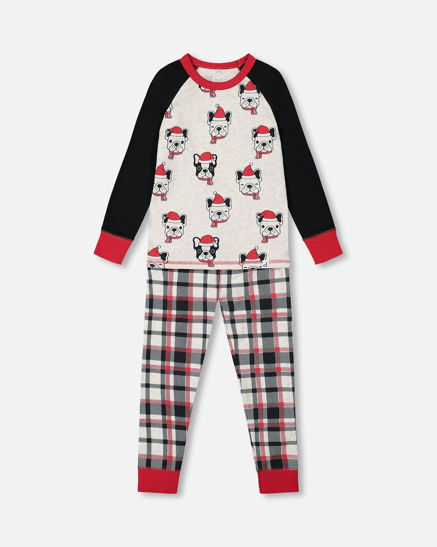 Organic Cotton Printed Dogs Two Piece Pajama Set Oatmeal Mix - F20PB16US_052