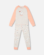 Organic Cotton Long Sleeve Printed Bears One Piece Pajama Oatmeal Mix - F20PG11US_056