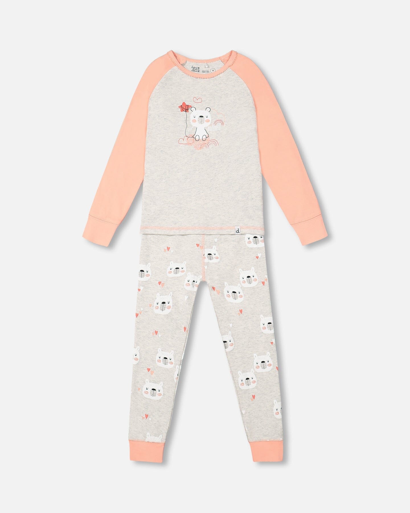 Organic Cotton Long Sleeve Printed Bears One Piece Pajama Oatmeal Mix - F20PG11US_056