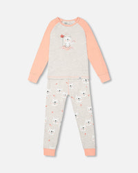 Organic Cotton Long Sleeve Printed Bears One Piece Pajama Oatmeal Mix - F20PG11US_056