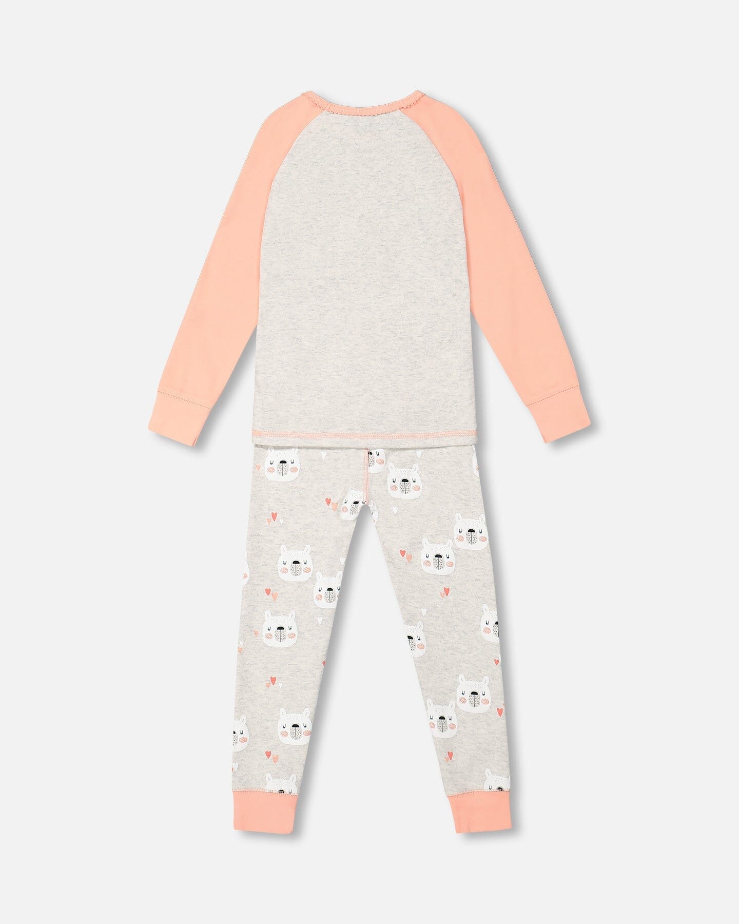 Organic Cotton Long Sleeve Printed Bears One Piece Pajama Oatmeal Mix - F20PG11US_056