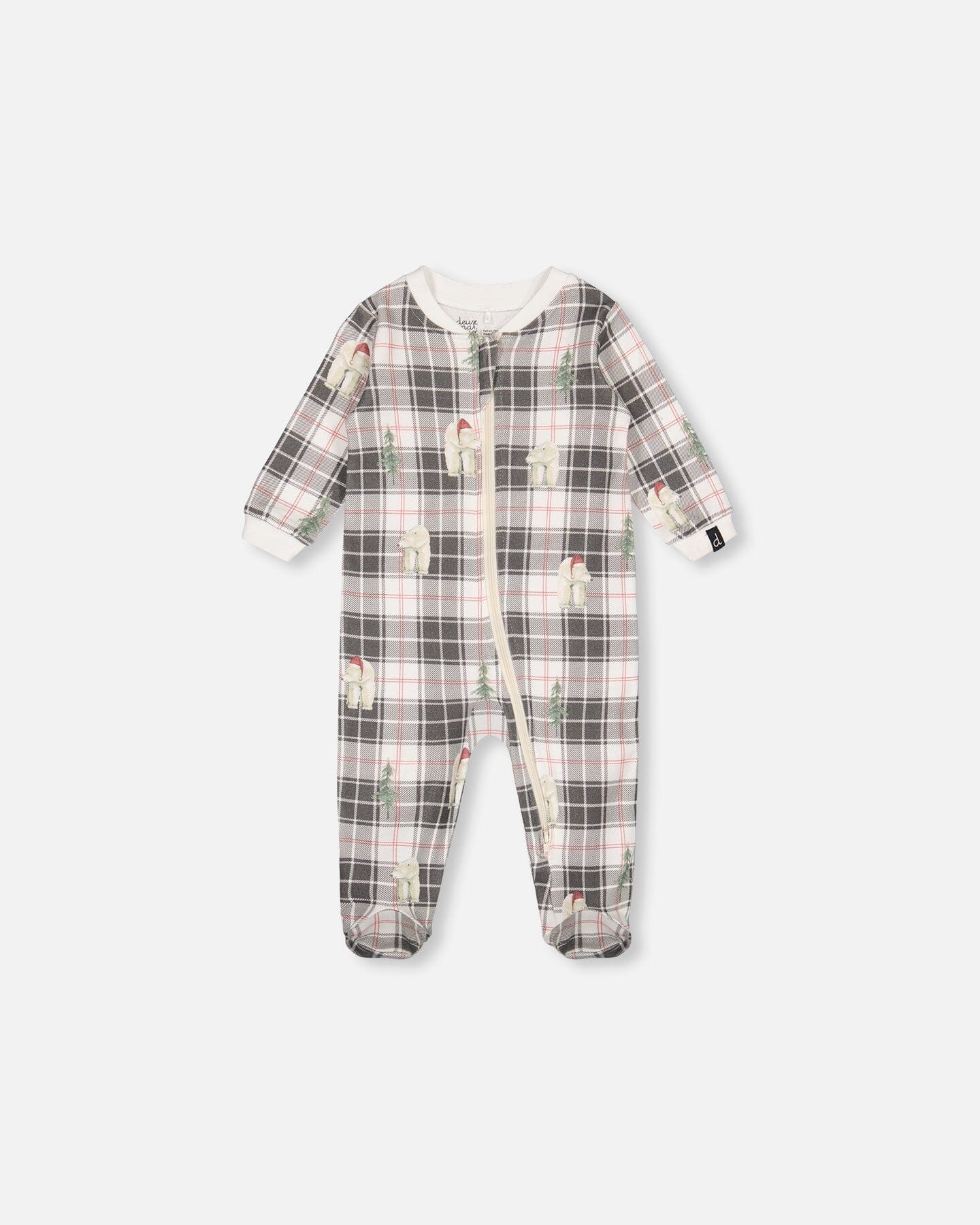 Økologisk bomuld baby jul familie i ét stykke printet isbjørn pyjamas sæt - f20qq40us_075