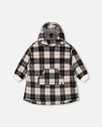 Hooded Plush Blanket Grey Plaid - F20R30_077