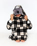 Hooded Plush Blanket Grey Plaid - F20R30_077