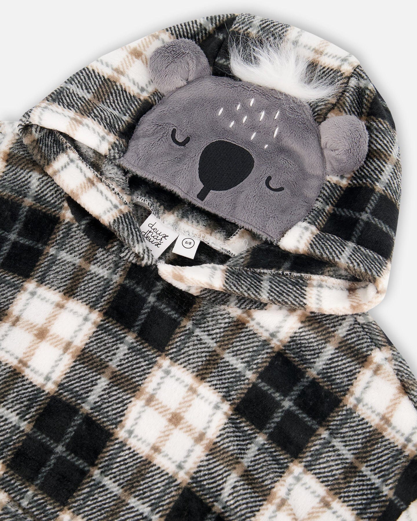 Hooded Plush Blanket Grey Plaid - F20R30_077