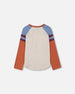 Color Block Raglan Jersey T-Shirt Oatmeal Mix - F20S71_193