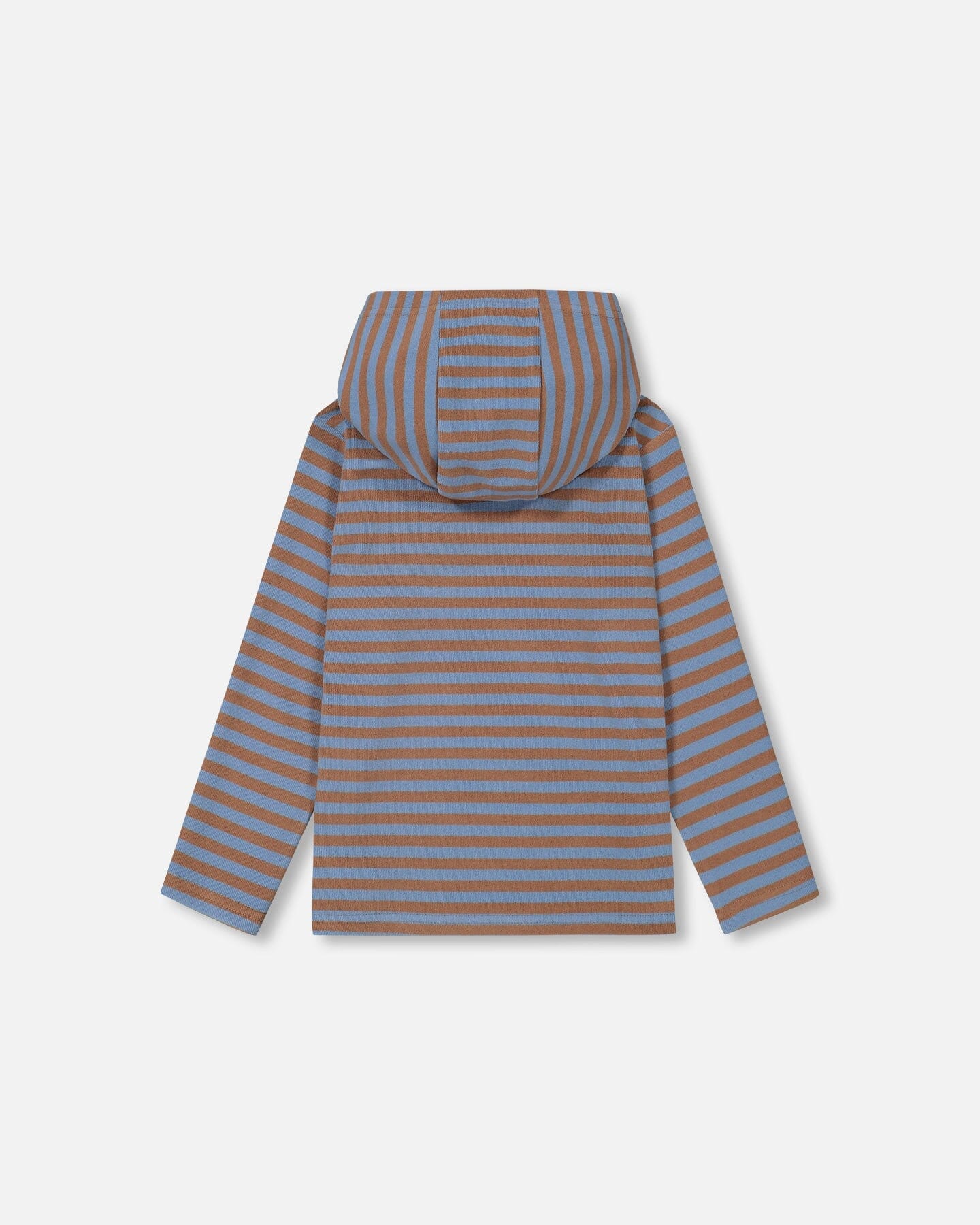 Super Soft Heavy Jersey Hooded Striped Top Blue And Brown Stripe - F20S72_000