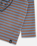 Super Soft Heavy Jersey Hooded Striped Top Blue And Brown Stripe - F20S72_000