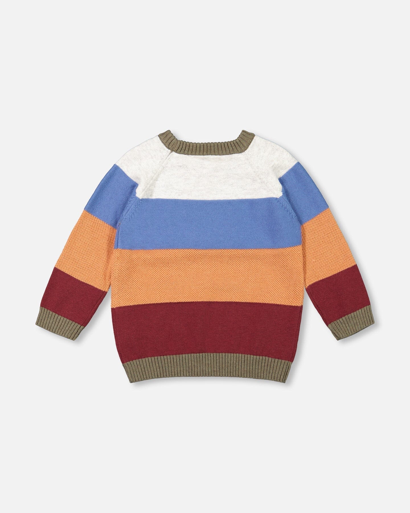 Knitted Raglan Sweater Red Wine, Burnt Orange And Oatmeal Stripe - F20ST79_000