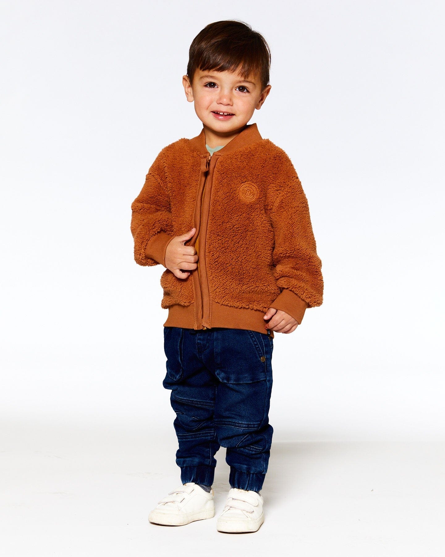 Sherpa Jacket With Embroidery Caramel - F20T31_915
