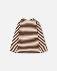 Super Soft Heavy Jersey Brushed T-Shirt With Print Brown And Beige Stripe - F20T72_000